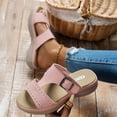 thumbnail image 4 of Womens Orthopedic Walking Sandals Platform Slides Casual Breathable Leather Comfy Cushioned Footbed Walking Shoes Pink Size 7.5, 4 of 6