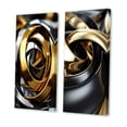 thumbnail image 3 of Designart "Futuristic Gold Silver Swirl Circular" Abstract Spirals Wall Art Set Of 2 - Transitional Gold Gallery Wall Set For Home Decor, 3 of 6