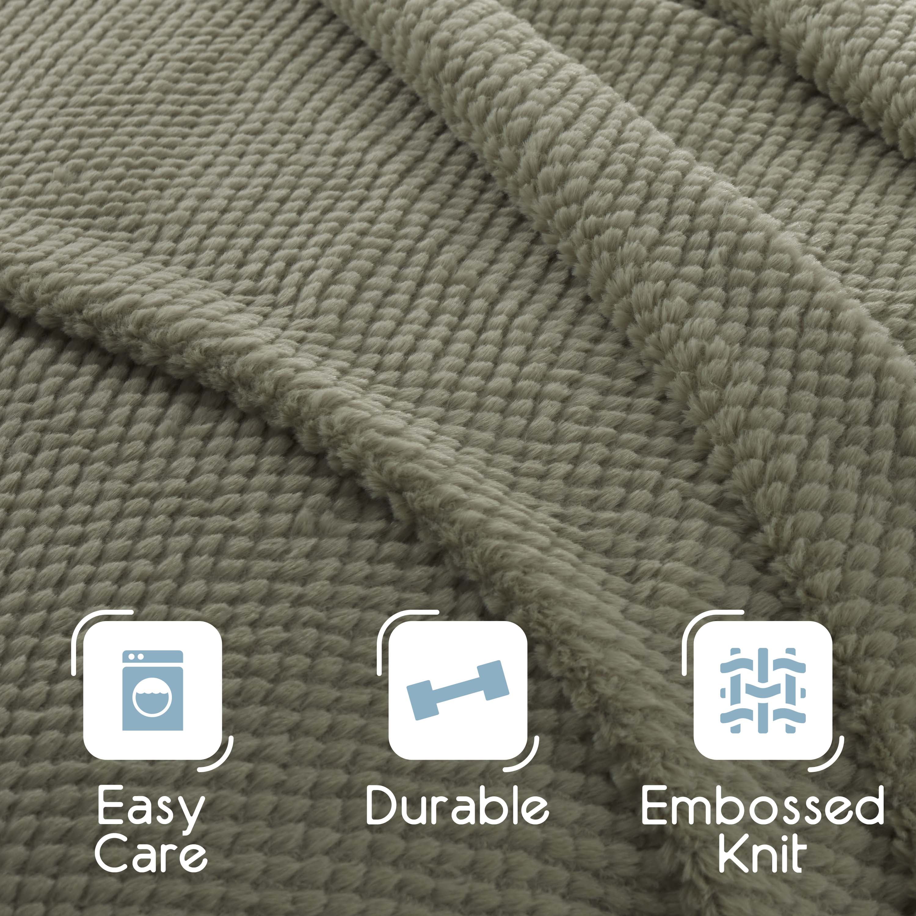 Vellux King Plush Texture Blanket | Ultra Soft Lightweight All-Season Throw | Sage