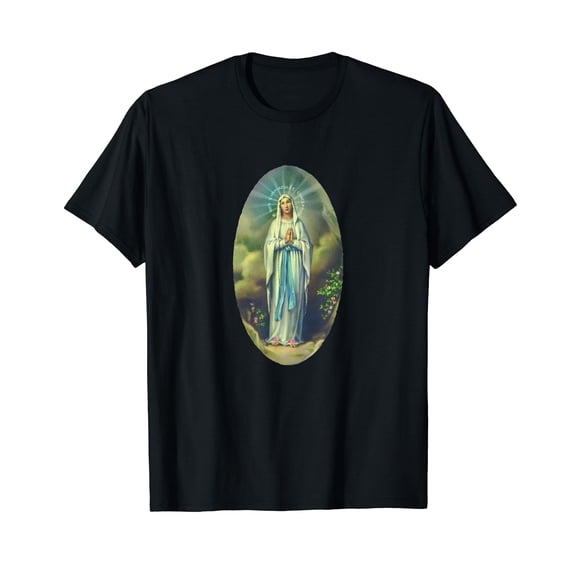 Virgin Mary of Lourdes Our Lady Christian Gift for Men Women Black T-Shirt