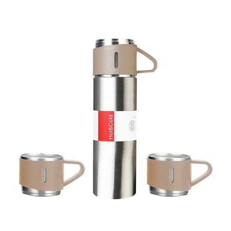 

Tomfoto 500L Insulated Bottle with 2 Extra Cups Stainless Steel Coffee Travel Mug Leakproof Coffee Tumbler Sport Flask Cup for Hot & Cold Drink