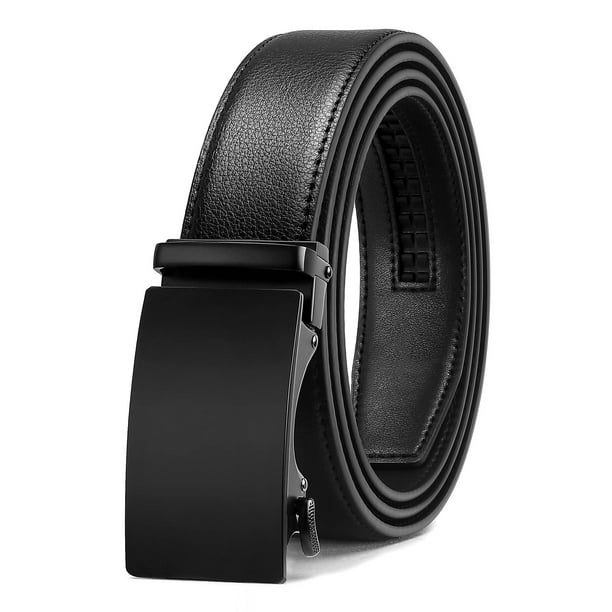 Cinturón automático para hombre, cinturón de piel para hombre con cierre automático de trinquete