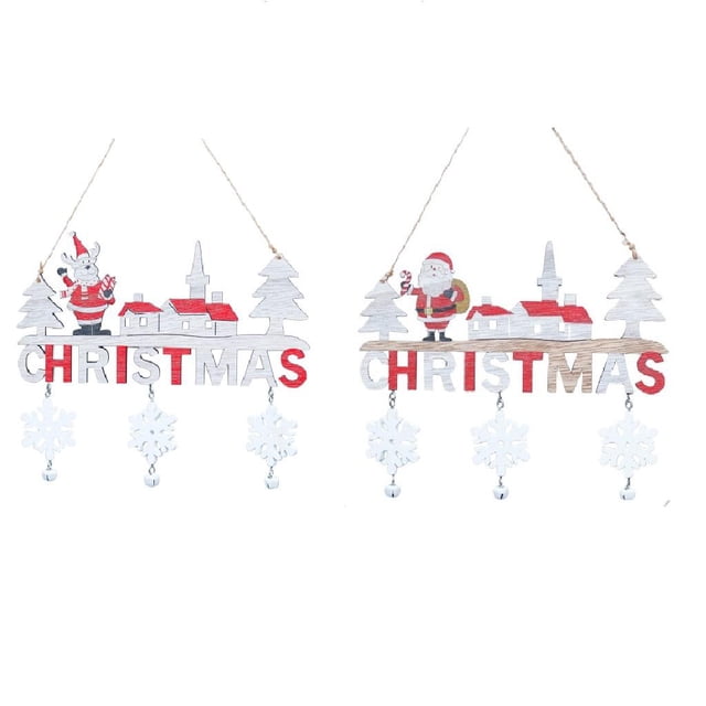2 Piezas De Colgantes Pintados De Navidad Para El Hogar, Artesanía De Madera De Navidad, Decoración Noel