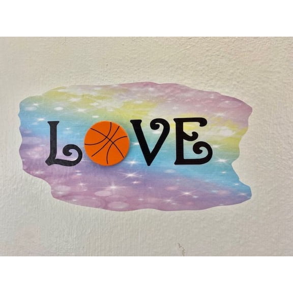 3D Bedroom Wall Decal Sticker For Boys Custom Designs With 3D Basketball Cute 3D Basketball With Word Love Typography - Love Easily Applied And Removable - Size: 16 In X 7 In