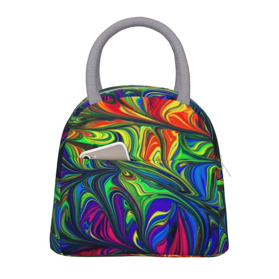 Saiise Pride Rainbow Print Extra Large Thermal Lunch Tote Insulated Food Bag Oxford Picnic Work Commute Meal Carrier Durable Hand Wash