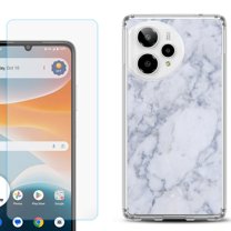 Phone Case for Cricket Icon Pro 2026, with Screen Protector, by OneToughShield - Marble / Clouds