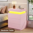 thumbnail image 6 of Afuhokles Set of 2 Nightstand with Charging Station and LED Lights,Night Stand with Sliding Top,Bedside Table with Drawers,Modern End Side Table for Bedroom,Pink, 6 of 7