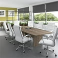 thumbnail image 2 of Bowery Hill 119" Boat Shaped Engineered Wood Conference Table in Hickory Brown, 2 of 6
