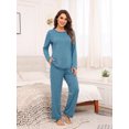 thumbnail image 4 of MINTREUS Women's Pajama Set Long Sleeve Sleepwear Set Soft Two Piece Matching Set with Pockets, 4 of 6