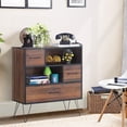 thumbnail image 6 of Costway Sideboard Storage Cabinet Multipurpose Display Unit w/Metal Leg & Drawers Walnut, 6 of 12