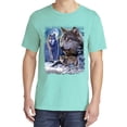 thumbnail image 2 of Wild Bobby, Wolves and The Moon in The Winter Night, Animal Lover, Garment-Dyed Washed Look Short Sleeve T-Shirt, Mint, Small, 2 of 3