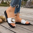 thumbnail image 4 of Rokment Women's Metallic Silver Buckles Platform Memory Foam Slippers for Indoor Outdoor Fashion Casual Cloud Comfortable Arch Support Walking Slip on Slides Beach Sandals White Size 7, 4 of 6