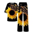 thumbnail image 4 of Ensembles de Pyjama pour Femmes Adapté Été Col Rond Manches Courtes Imprimé Floral Haut Chemise avec Pantalon Grande Taille 2 Ensemble TTTTG, 4 of 5