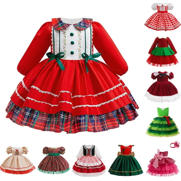 MKOSPLRT Toddler Baby Girls Sequined Tutu Dress Color Block Tiered Tulle Princess Christmas Birthday Party Dress Fall Winter Clothes 4-9Y