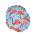 thumbnail image 2 of Kdxio Flamingo Print Shower Cap for Women,Elastic and Reusable,Double Waterproof Layers Bathing Hat, 2 of 9