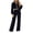 Black, variant on vdgthytj Velour Tracksuit Womens 2 Piece Long Sleeve Full Zip Lapel Collar Cropped Jackets Wide Leg Pants Fall Winter Athleisure Outfits(X-Large,White)