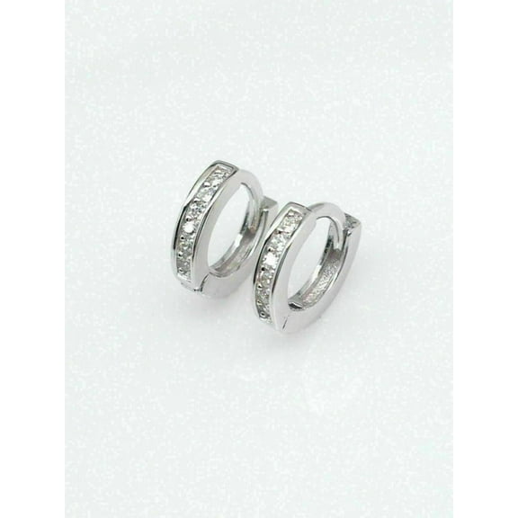 Valentine Gift Tiny Huggie Hoop Earrings 14K White Gold Plated Silver 1Ct Round Cut Real Moissanite