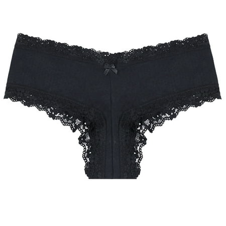 

Efsteb Lace Thongs for Women Ropa Interior Mujer Lingerie Transparent Breathable Underwear Low Waist Briefs Sexy Comfy Panties G Thong Black