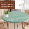 thumbnail image 5 of Round Table Cover 55-60 Inch Mint Green Waterproof Reusable Table Cloth Round Fitted Vinyl Tablecloth with Elastic Edged for Parties Outdoors, Rustic Farmhouse Solid Color, 5 of 9