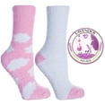 thumbnail image 1 of MinxNY - 2 Pair Pack of Women's Kissables Lavender Infused Chenille Fluffy Socks - Pink and White with Pink Clouds, 1 of 1
