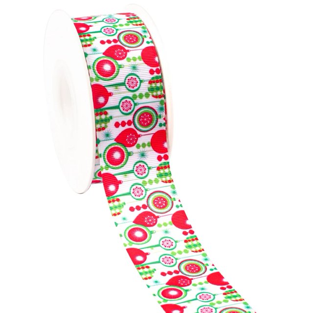 Nuevos diseños 50 yardas Feliz Navidad 0rnament impreso Grosgrain, accesorios para el cabello de cinta de raso