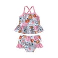 thumbnail image 1 of Kmbangi Toddler Girls Swimsuits 2Pcs, Summer Ruffle Bikini Set Beachwear Bathing Suits, 1 of 9