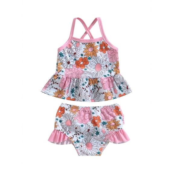 Coduop Toddler Baby Girls Two-Piece Swimsuits Suit Summer Ruffle Bikini Set Swimwear Bathing Suits