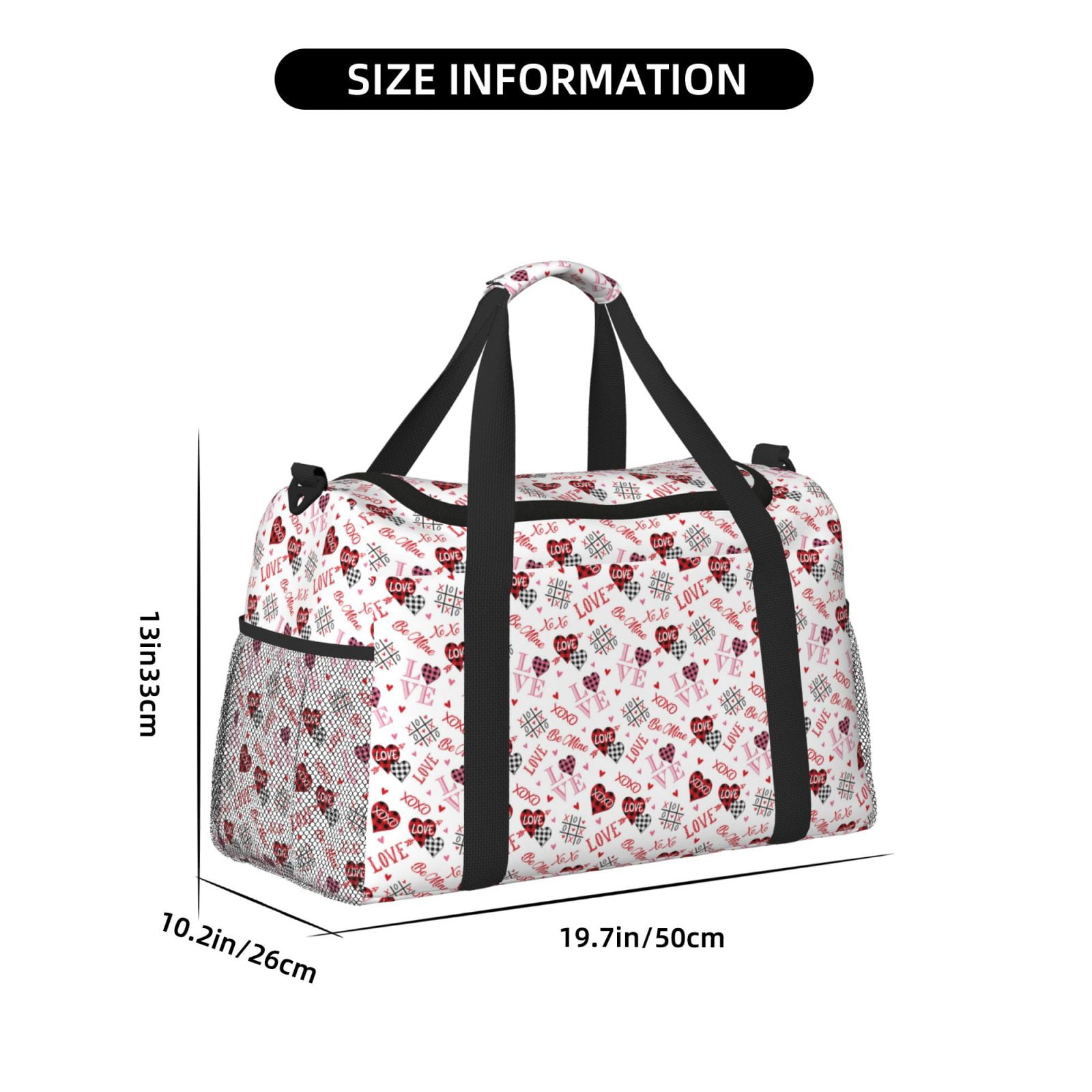 Fuzoiu Valentine's Day Print Travel Duffle Bag,Carry On Tote Bags,Duffel Bag,Sport Gym Bag, Hospital Bag for Labor and Delivery, Overnight Bag,Luggage Bag
