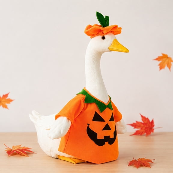 AuroraX Porch Goose Clothes Set 17 19 inch 23 inch Porch Goose Halloween Outfit Autumn Pumpkin Dress with Hat Personalised Front Porch Goose Costume 20 inch Thanksgiving Decorations Outdoor