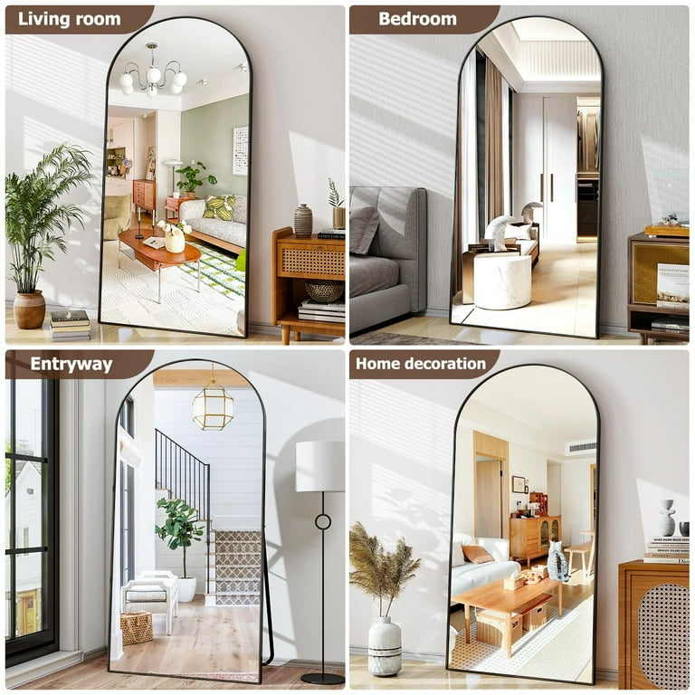 KOMCOTE 77x38 Inch Full Length Floor Mirror - Arched Freestanding Mirror For Bedroom & Living Room