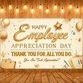 thumbnail image 5 of Gold Themed Happy Employee Appreciation Banner Elegant  Workplace Thank You Backdrop Golden Balloons Star Accents Staff Recognition Display for Office Party Employee Appreciation Events Workplace, 5 of 8