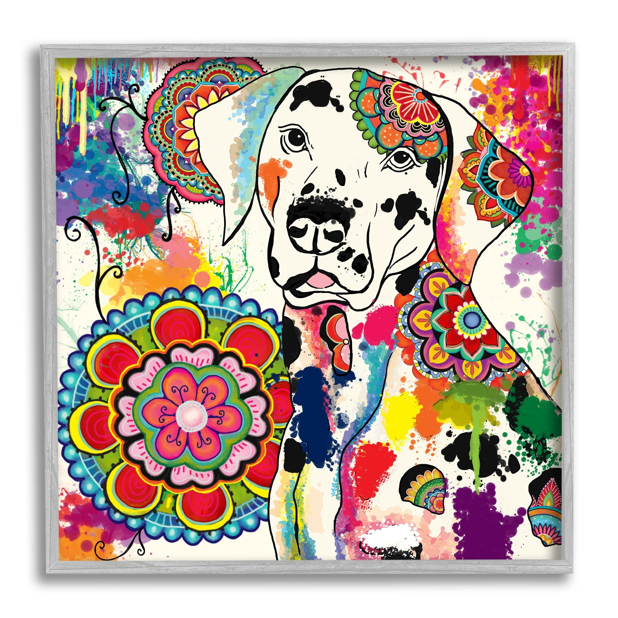 Stupell Industries Pet Labrador Dog Portrait Vibrant Boho Medallion Pattern, 24 x 24,Design by Sangita Bachelet