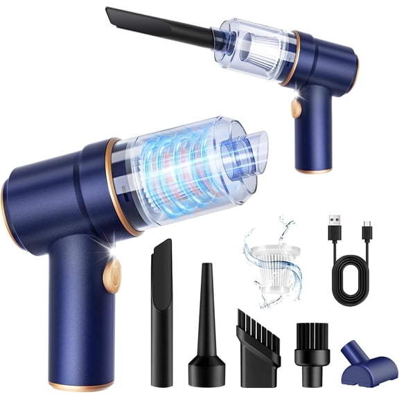 VFM Handheld Car Vacuum Cleaner, Cordless and Air Duster, 120W High Power with LED Light and Multi-Nozzles for Car, Home, Office, Pet