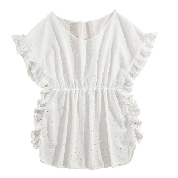 Odeerbi 8-12 Años Traje de Baño de Una Pieza Para Niñas Verano Traje de Baño de Lentejuelas Con Short Traje de Baño Hawaiano de Manga Corta Y Color Sólido