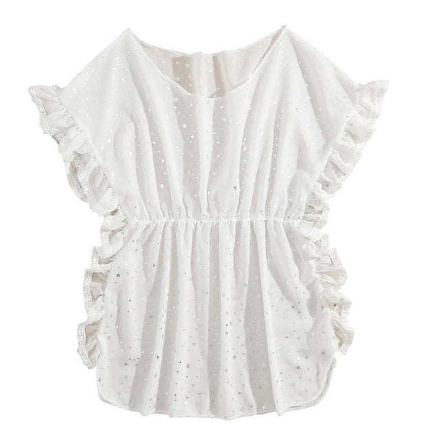 Odeerbi 8-12 Años Traje de Baño de Una Pieza Para Niñas Verano Traje de Baño de Lentejuelas Con Short Traje de Baño Hawaiano de Manga Corta Y Color Sólido