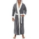 thumbnail image 1 of Albornoz largo con capucha para hombre, camisón suave, bata, ropa de dormir, gris, 1 of 2