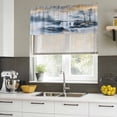 thumbnail image 4 of Navy Blue Mountain Curtain Valances for Windows, Kitchen Valance Window Treatments Panel 2 Pack, Modern Abstract Art Tree Rod Pocket Short Curtains for Bathroom Bedroom 42 x 18 Inch, 4 of 8