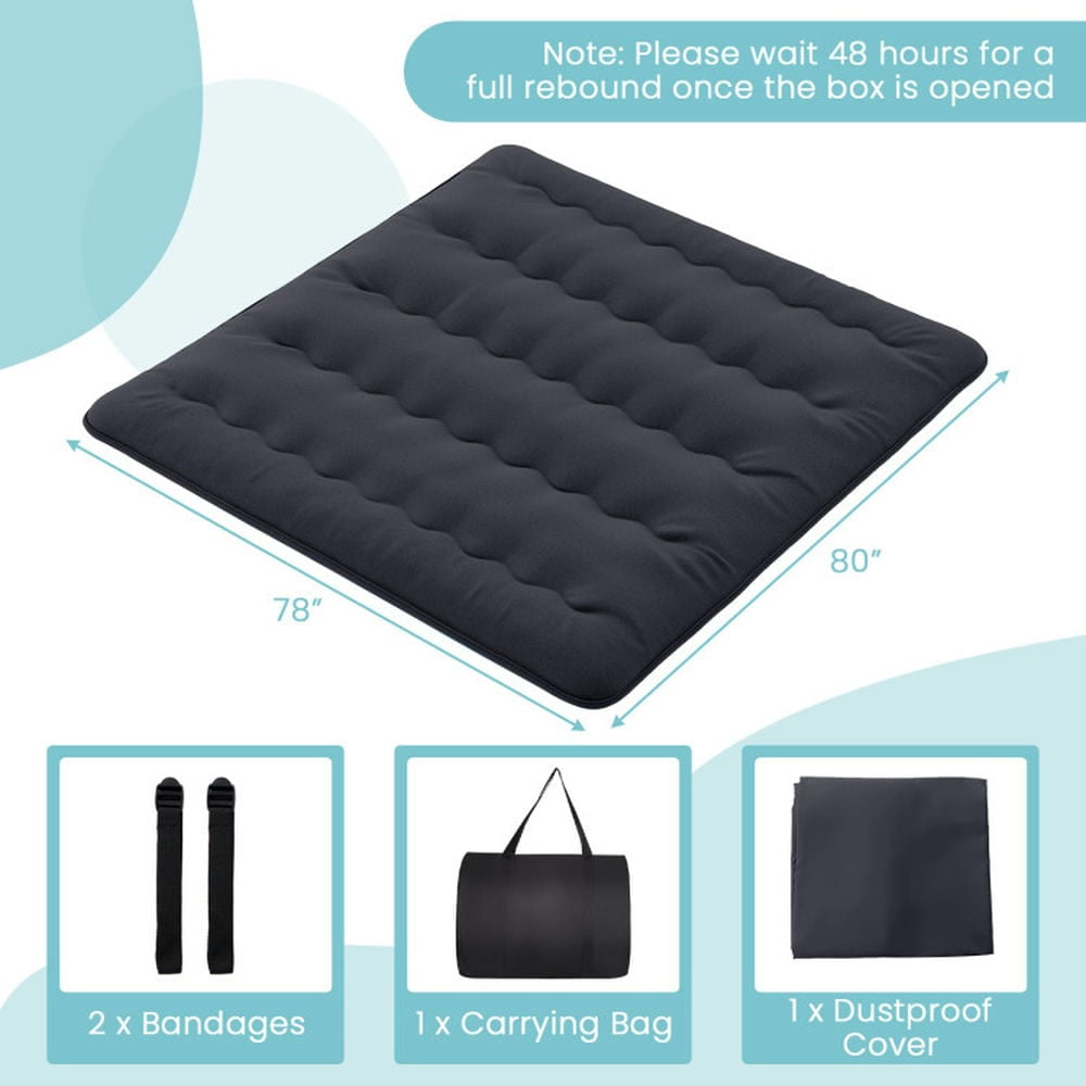 Yardi Yarda Mattress with Washable Cover and Foldable Mat, Floor Mattress for Indoor, King Size, Black