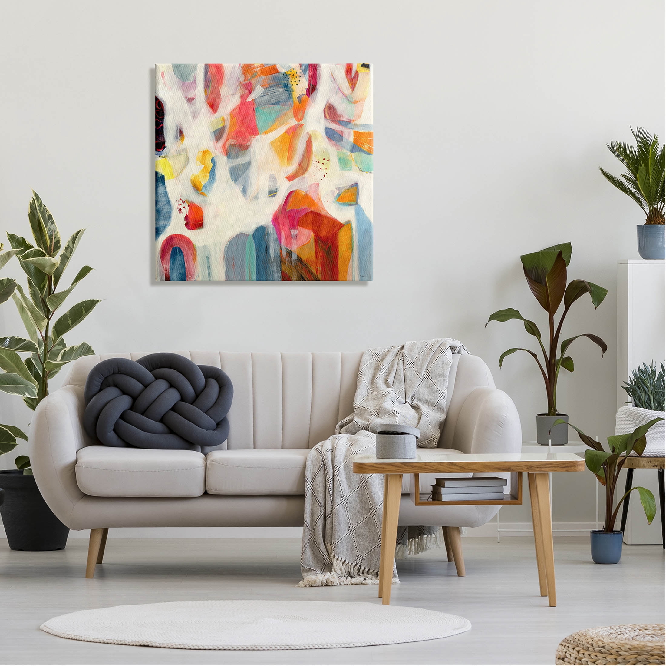 Modern Mixed Shapes Assortment Abstract Painting Gallery Wrapped Canvas Print Wall Art