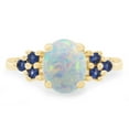 thumbnail image 2 of White Opal & Blue Sapphire In 14k Yellow Gold Over Sterling Silver Oval & Round Cut Ring Jewelry For Womens Ring Size-9.5, 2 of 3