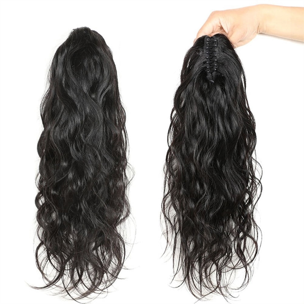 8-28 Inch Body Wave Ponytail Hairpiece Human Hair Claw Clip Ponytail Natural Black Brazilian Remy Hair Clip In Wave Curly Hair Extensions for Women