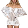 thumbnail image 2 of Beach Coverups for Women 2026 Beach Swim Cover Up Gold Strapless Beach Cover Up Dress with Hollow Out Crochet Detailing for and Holiday Wear, 2 of 5