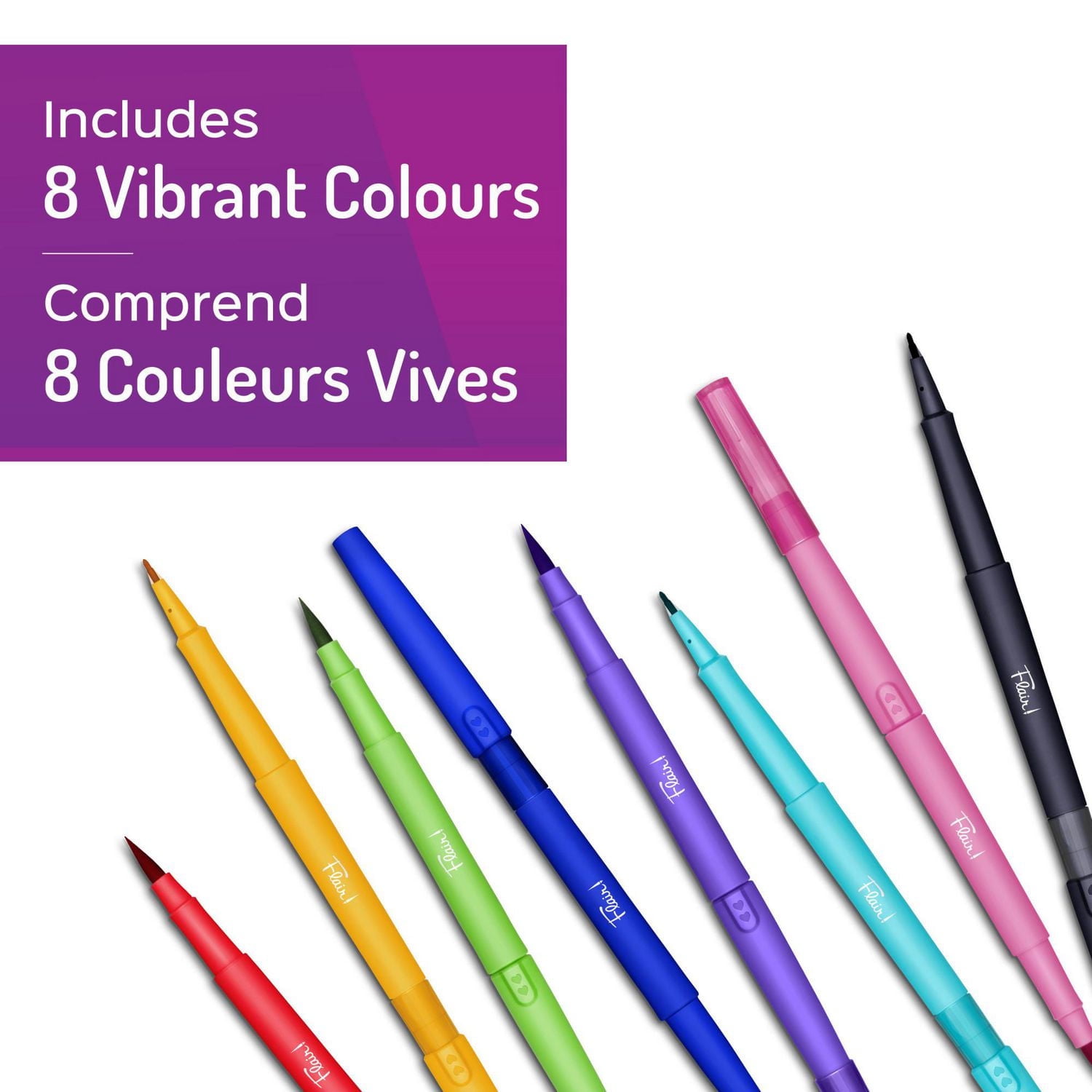 Paper Mate Flair DUAL Felt Tip Pens, Brush and Medium Tips, Assorted Colours