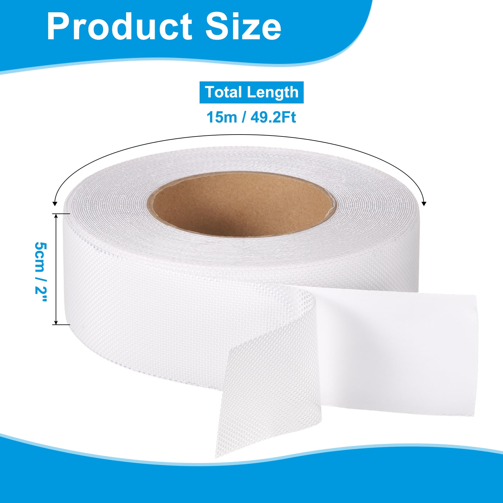 Rubber Grip Tape, 2" x 49.2 Ft Non-Slip Tape Diamond Textured Adhesive Grip Tape for Outdoor/Indoor Steps (Clear)
