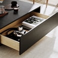 thumbnail image 6 of POVISON Mid Century Modern Coffee Table, Minimalist Wood Veneer Coffee Table with Storage for Living Room, Fully-assembled, 39.37", Black, 6 of 8