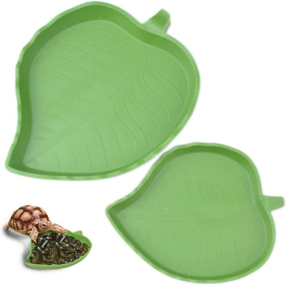 DPOWERFUL Leaf Shaped Bowls for Reptiles and Small Pets, Terrarium Dish with Food and Water, 2 Pack