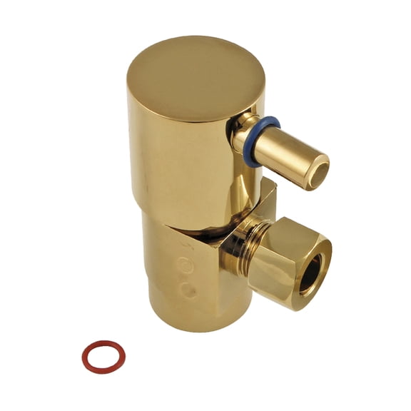 Kingston Brass CD43307DL 1/2-Inch FIP x 3/8-Inch O.D. Anti-Seize Deluxe Quarter-Turn Ceramic Hardisc Cartridge Angle Stop in Brushed Brass
