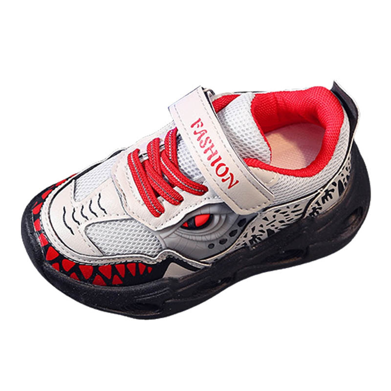 Big Kids Sneakers Clearance Red Sneakers Boys Girls Light Up Shoes LED Lightweight Mesh Breathable Walking Sneakers Kids Fashion Flashing Sneaker