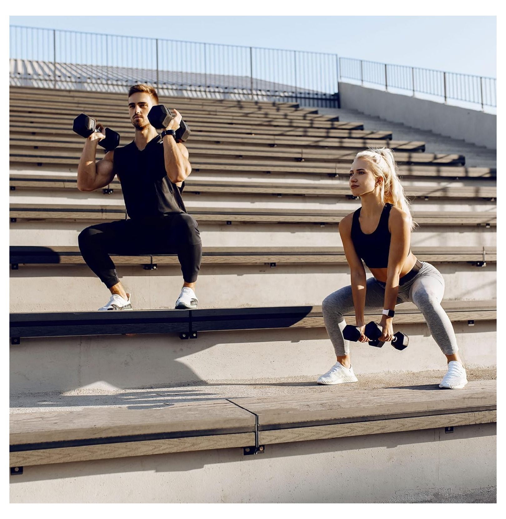 Iron Hexagonal Cast Exercise Dumbbell Free Weight with Contoured Textured Grip for Home Gym Exercise and Strength Training
