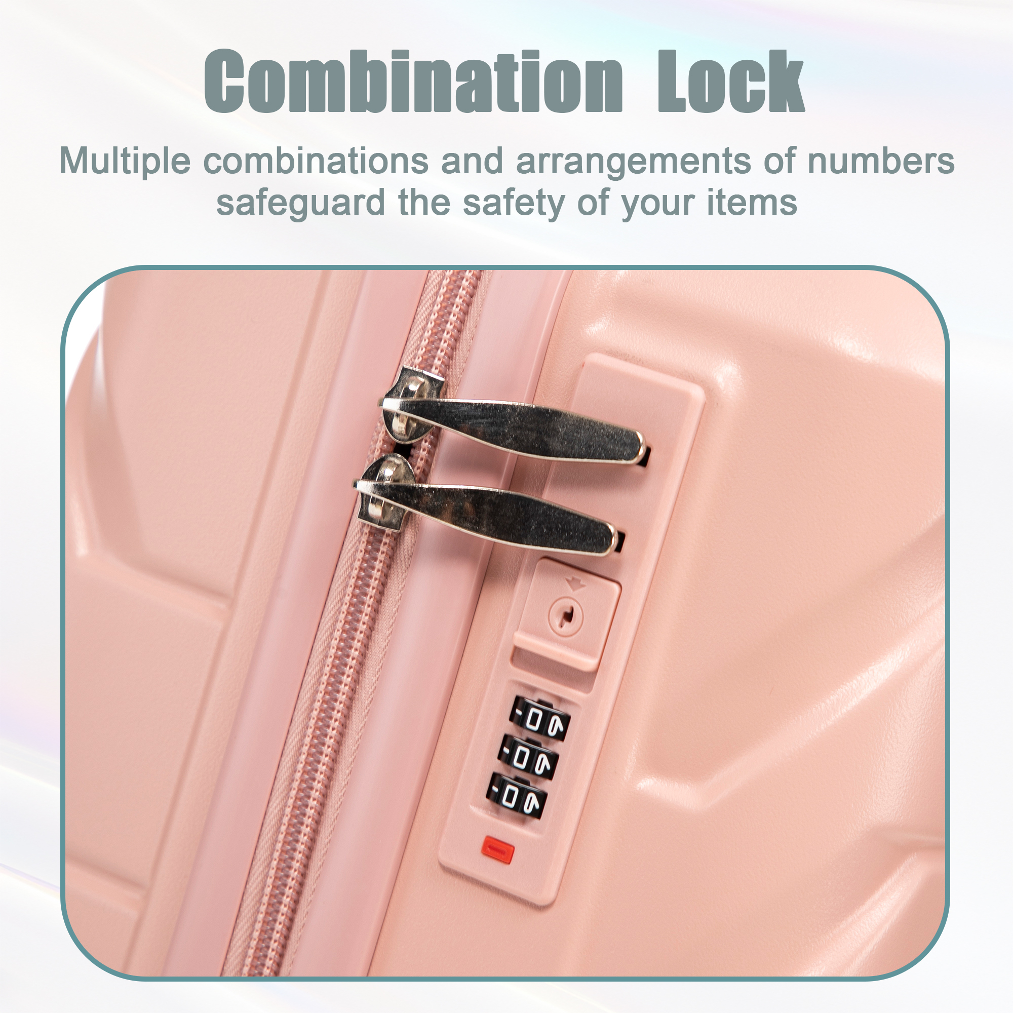 2 Piece in ABS Spinner Wheel Luggage Sets, Hardside Suitcase with Combination Lock,20 inch Carry On Luggage 14 inch Cosmetic Case